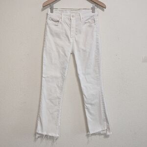 MOTHER The Insider Crop Step Fray Jeans Cream Puff Wash Size 29